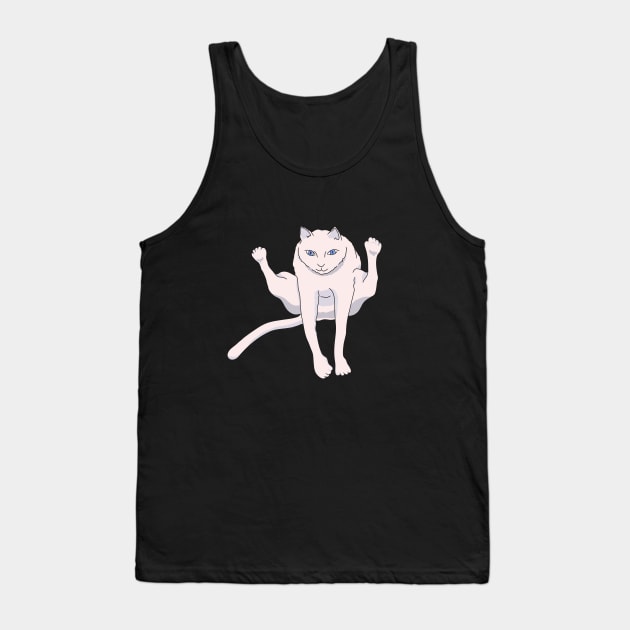 Acrobatically jumping white athlete cat Tank Top by Buntoonkook